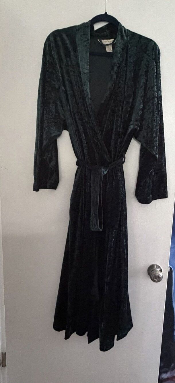 Vintage Lane Bryant Emerald Green Velvet Robe Size 14/20